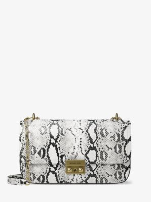 Tribeca Large Snake Embossed Leather Shoulder Bag image number 0
