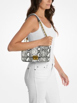 Tribeca Large Snake Embossed Leather Shoulder Bag image number 3