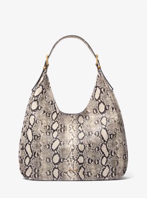 Grand sac porté épaule bohème Nolita en cuir effet serpent en relief image number 1