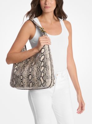 Grand sac porté épaule bohème Nolita en cuir effet serpent en relief image number 0
