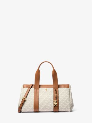 Michael Kors Romee Small Signature Logo Satchel In Natural
