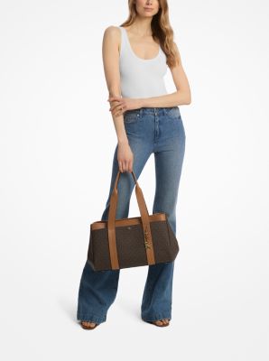 Borsa tote Romee grande in pelle con logo image number 2