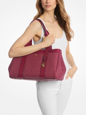 Romee Large Signature Logo and Leather Tote Bag