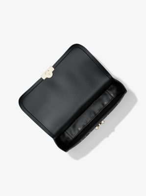 Tribeca Large Snake Embossed Leather Shoulder Bag in NEGRO | Michael Kors