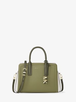 Laila Small Color-Block Pebbled Leather Satchel