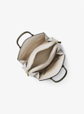 Laila Small Color-Block Pebbled Leather Satchel