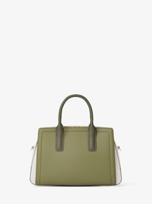 Laila Small Color-Block Pebbled Leather Satchel