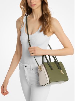 Laila Small Color-Block Pebbled Leather Satchel
