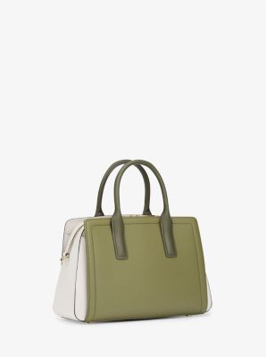 Laila Small Color-Block Pebbled Leather Satchel