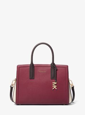 Laila Medium Color-Block Pebbled Leather Satchel