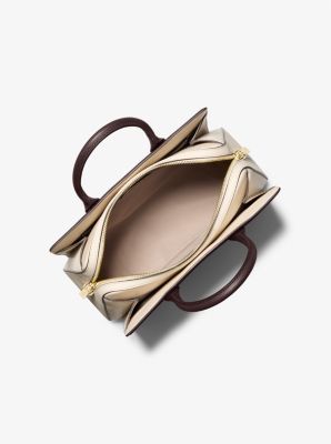 Laila Medium Color-Block Pebbled Leather Satchel