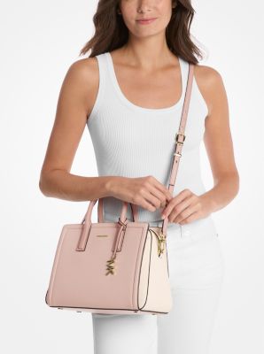 Laila Medium Color-Block Pebbled Leather Satchel image number 0