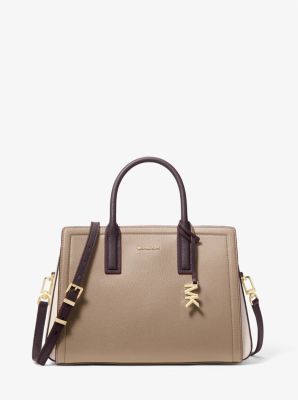 Laila Medium Color-Block Pebbled Leather Satchel