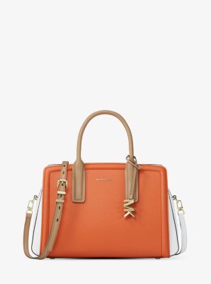 Laila Medium Color-Block Pebbled Leather Satchel in MIMOSA MULTI | Michael Kors