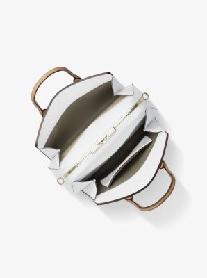 Laila Medium Color-Block Pebbled Leather Satchel in MIMOSA MULTI | Michael Kors