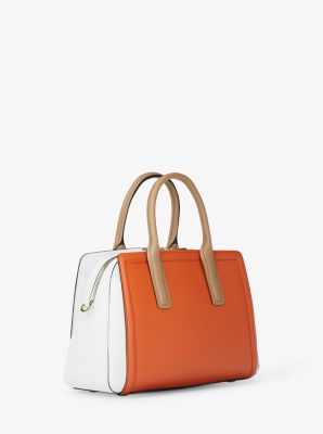 Laila Medium Color-Block Pebbled Leather Satchel in MIMOSA MULTI | Michael Kors
