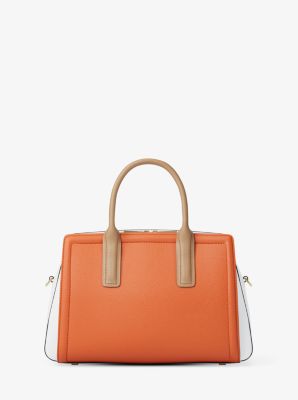Laila Medium Color-Block Pebbled Leather Satchel in MIMOSA MULTI | Michael Kors