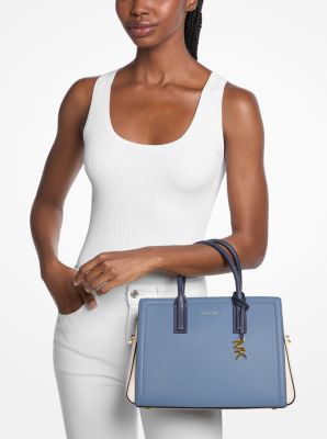 Sac Laila de taille moyenne en cuir grainé à couleurs contrastées