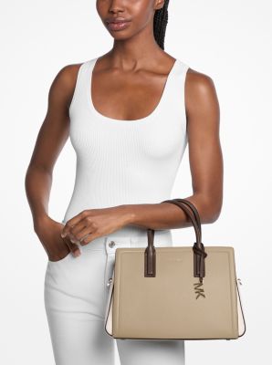 Sac Laila de taille moyenne en cuir grainé à couleurs contrastées