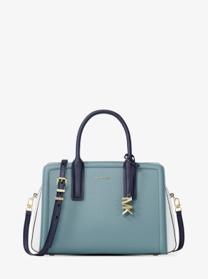 Laila Medium Color-Block Pebbled Leather Satchel