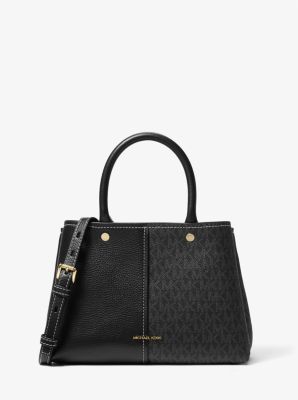 Flora Medium Signature Logo and Leather Satchel image number 0
