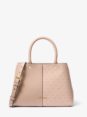 Bolso satchel de piel Flora mediano con logotipo