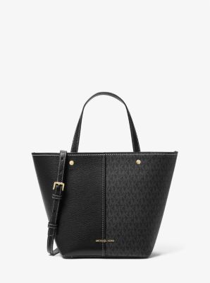 Shopper Flora Medium aus gekrispeltem Leder und Signature-Logostoff image number 0