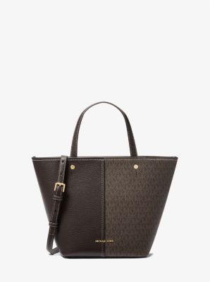 Shopper Flora Medium aus gekrispeltem Leder und Signature-Logostoff image number 0