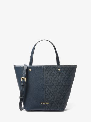 Shopper Flora Medium aus gekrispeltem Leder und Signature-Logostoff image number 0