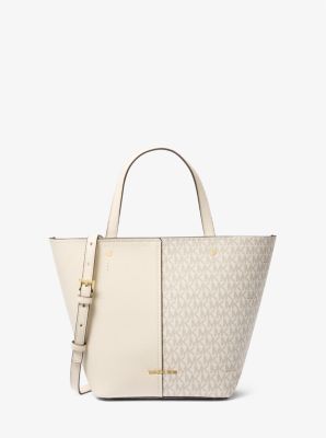 Flora Medium Signature Logo and Pebbled Leather Tote Bag image number 0