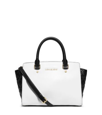 Selma Medium Color-Block Leather Satchel