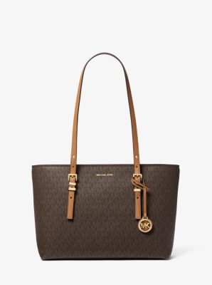 Quinn Medium Signature Logo and Leather Tote Bag image number 0
