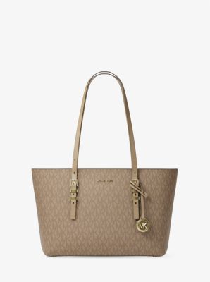 Thumbnail - MK Shopper Quinn Medium Aus Signature-Logostoff Und Leder - Natur - Michael Kors