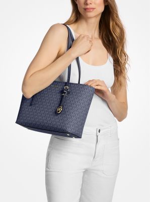 Quinn Medium Signature Logo and Leather Tote Bag