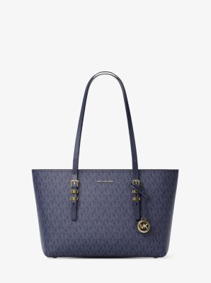MK Shopper Quinn Medium Aus Signature-Logostoff Und Leder - Blau