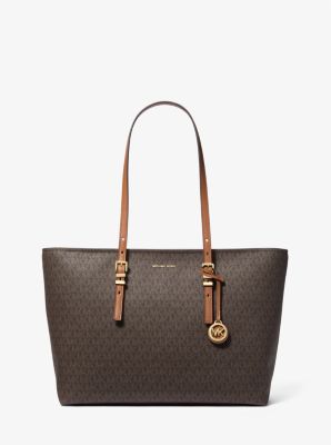 Quinn Large Signature Logo and Leather Tote Bag image number 0
