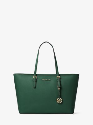 michael kors green and white purse