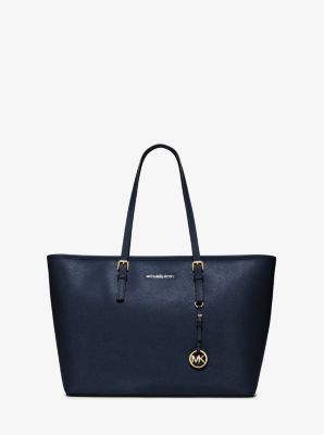 MICHAEL KORS MEL BROWN LEATHER/ LARGE TOTE W/ GOLD ACCENTS