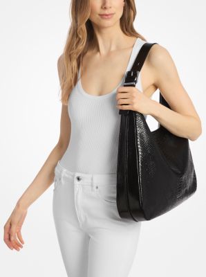 Bolso hobo de hombro Nolita grande de piel con motivo de serpiente en relieve image number 2