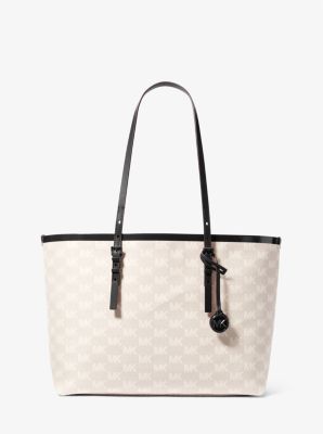 Michael Kors Quinn Large Logo Jacquard Tote Bag With Pouch In Black