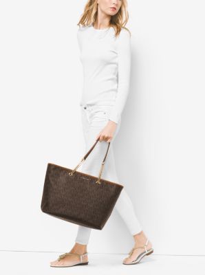 Jet Set Medium Logo Pocket Tote Bag