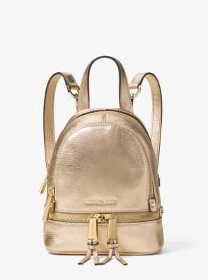 Rhea Extra Small Metallic Leather Backpack Michael Kors Canada