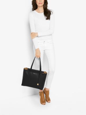 Mercer Large Pebbled Leather Top-Zip Tote Bag