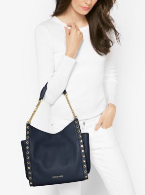 Newbury Studded Pebbled Leather Chain Tote Bag | Michael Kors