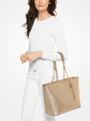 Mercer Chain Link Metallic Leather Tote Bag Michael Kors