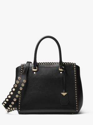 Scalloped Leather Shoulder Strap Michael Kors