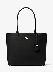 Maddie Large Crossgrain Leather Tote - BLACK - 30T8GN2T3L