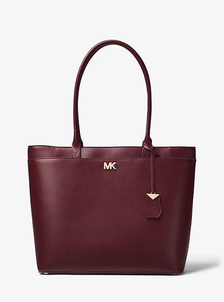 Maddie Large Crossgrain Leather Tote - OXBLOOD - 30T8GN2T3L