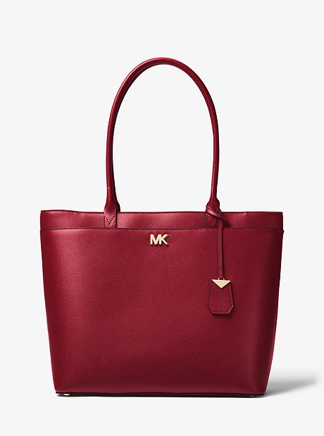 Maddie Large Crossgrain Leather Tote - MAROON - 30T8GN2T3L