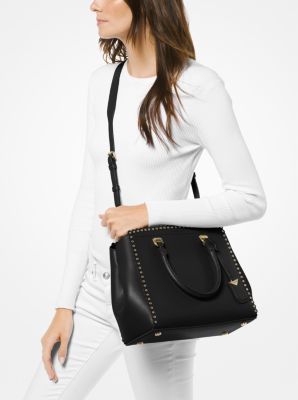 Michael kors benning large scalloped leather on sale satchel